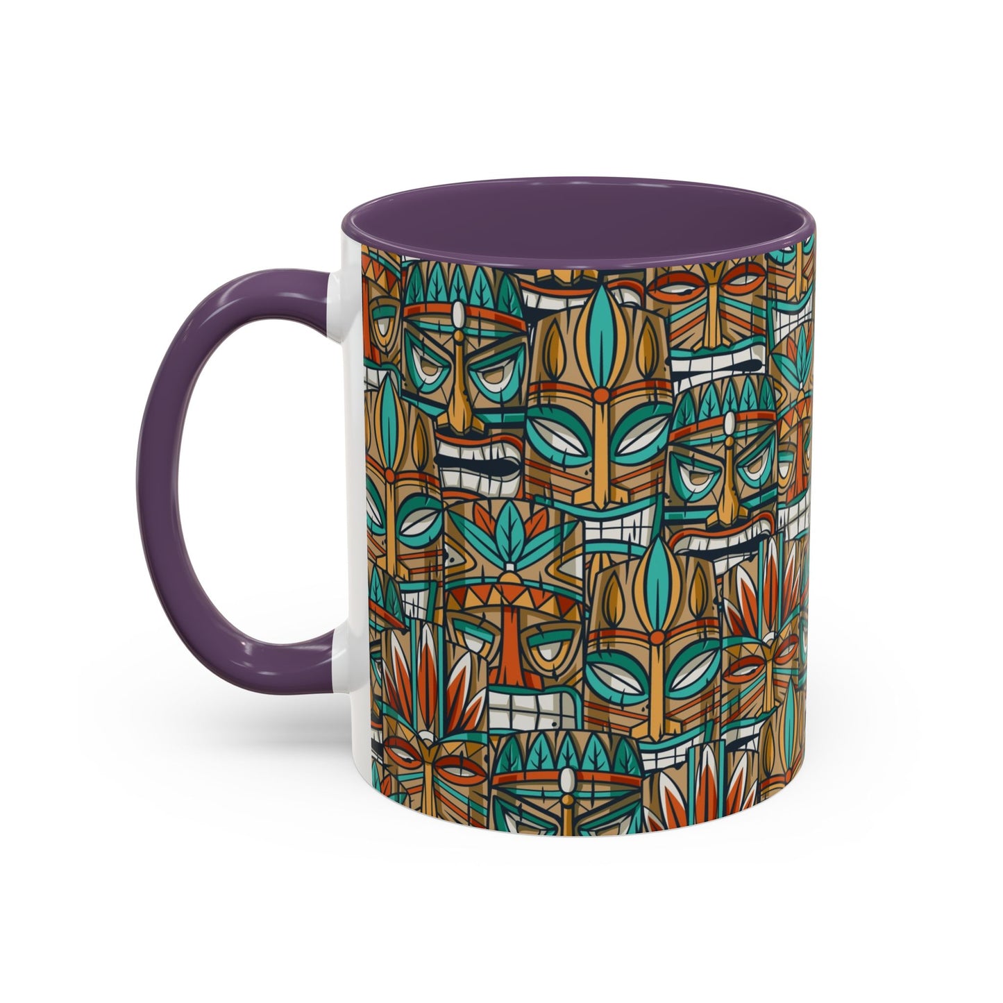 Accent Coffee Mug (11, 15oz), 8 Colors - Turquoise Tiki Party