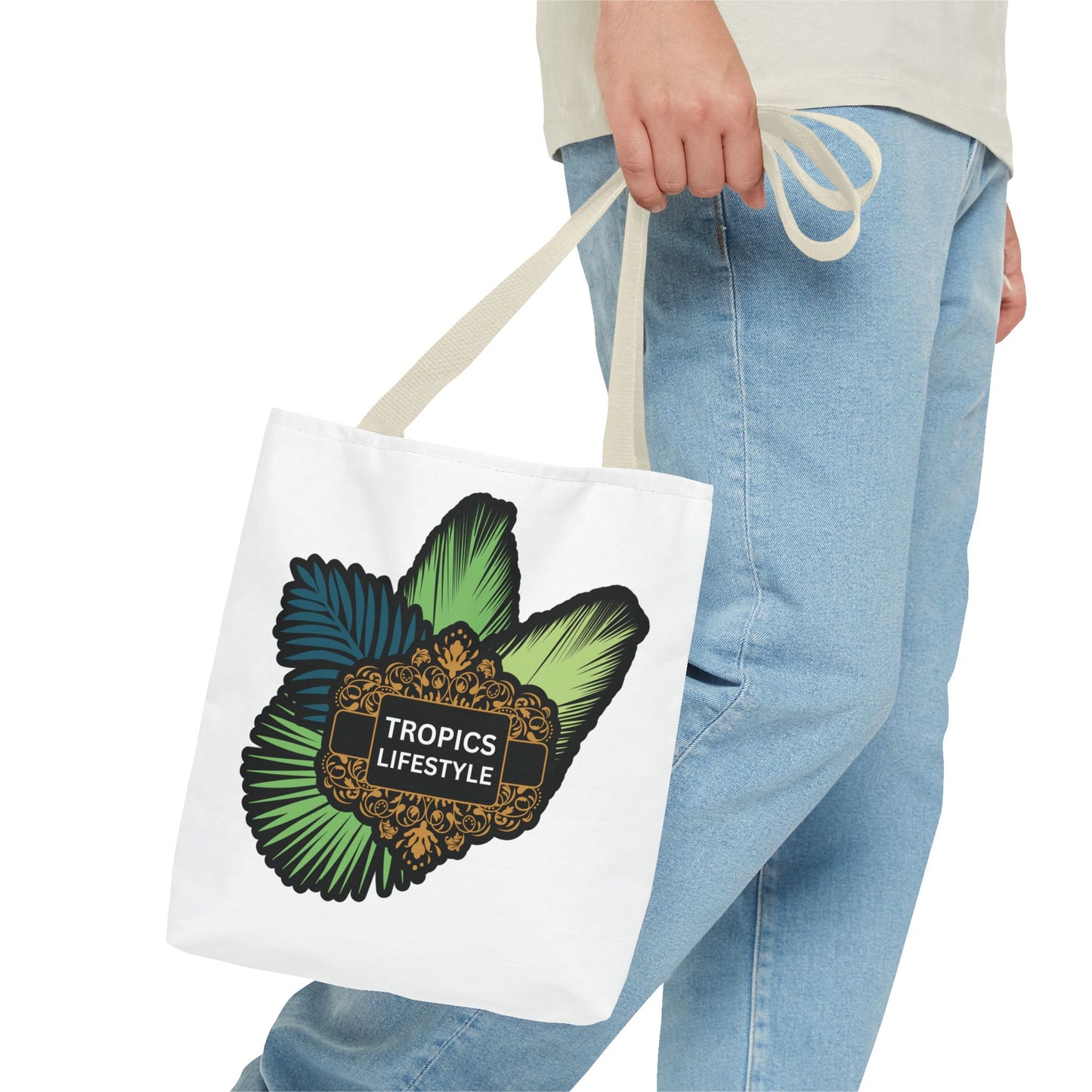 Elegant Tropics Lifestyle Logo Tote Bag - 3 Sizes, White