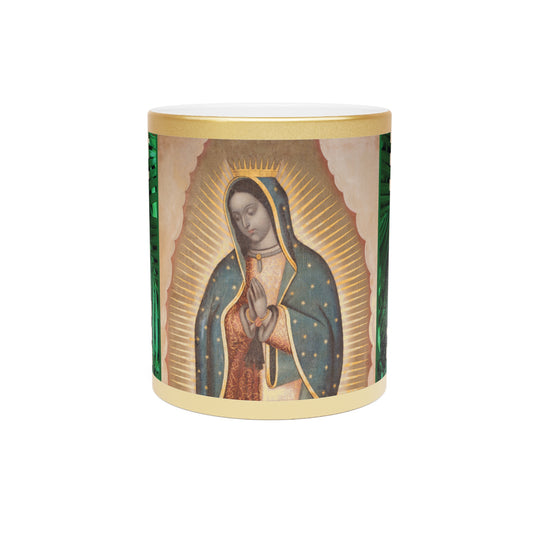 Religious Metallic Mug, Gold or Silver - MACRO "Tropical Rainforest Our Lady of Guadalupe"