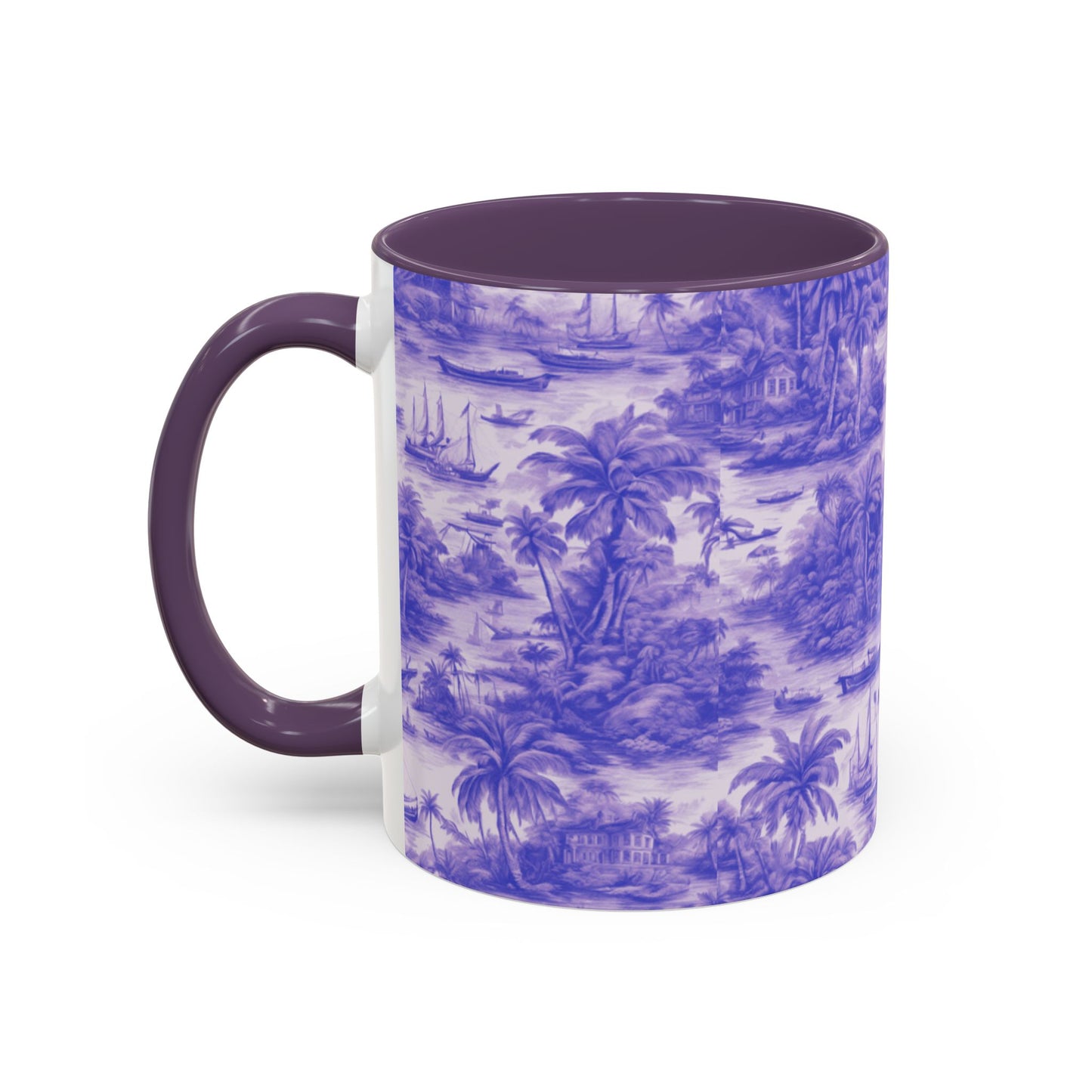 Accent Coffee Mug (11, 15oz), 8 Colors - Tropical Toile #1, purple