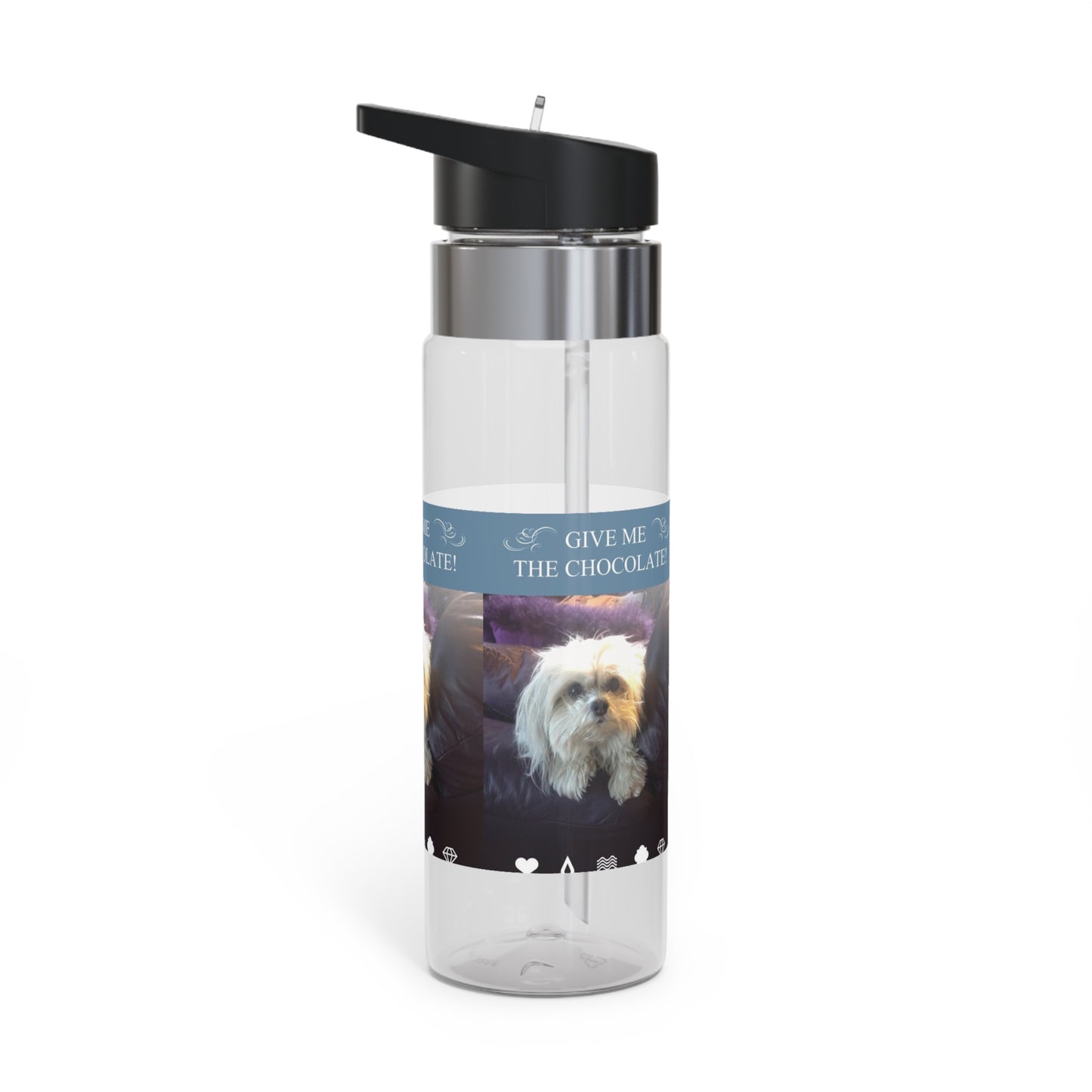 Dog 20oz Tritan Sport Water Bottle -  Leakproof, Lightweight, BPA-Free / Puppy Ariel Asks for Chocolate