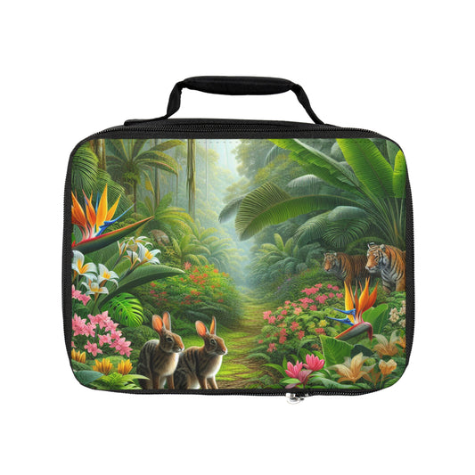 Hidden Rabbits and Jaguars Lunch Bag - Eco-Friendly Insulated Tote, Adult and Child Lunchbox / Perfect for Picnics, Beach Outings
