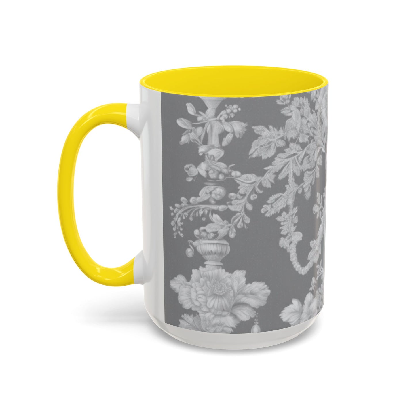 Accent Coffee Mug (11, 15oz), Pearl Lady Toile/Slate, Various Colors