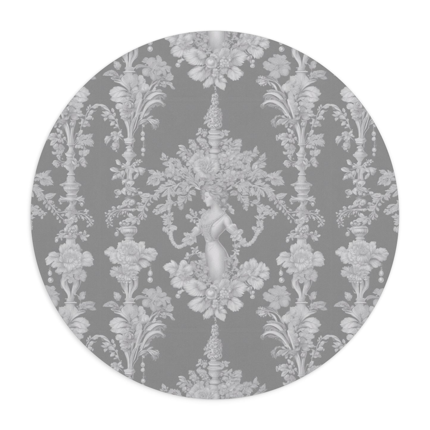 Tropical Mouse Pad, 2 Shapes - Coastal Vibes for Home Office & Gamer / Pearl Lady Toile, Slate