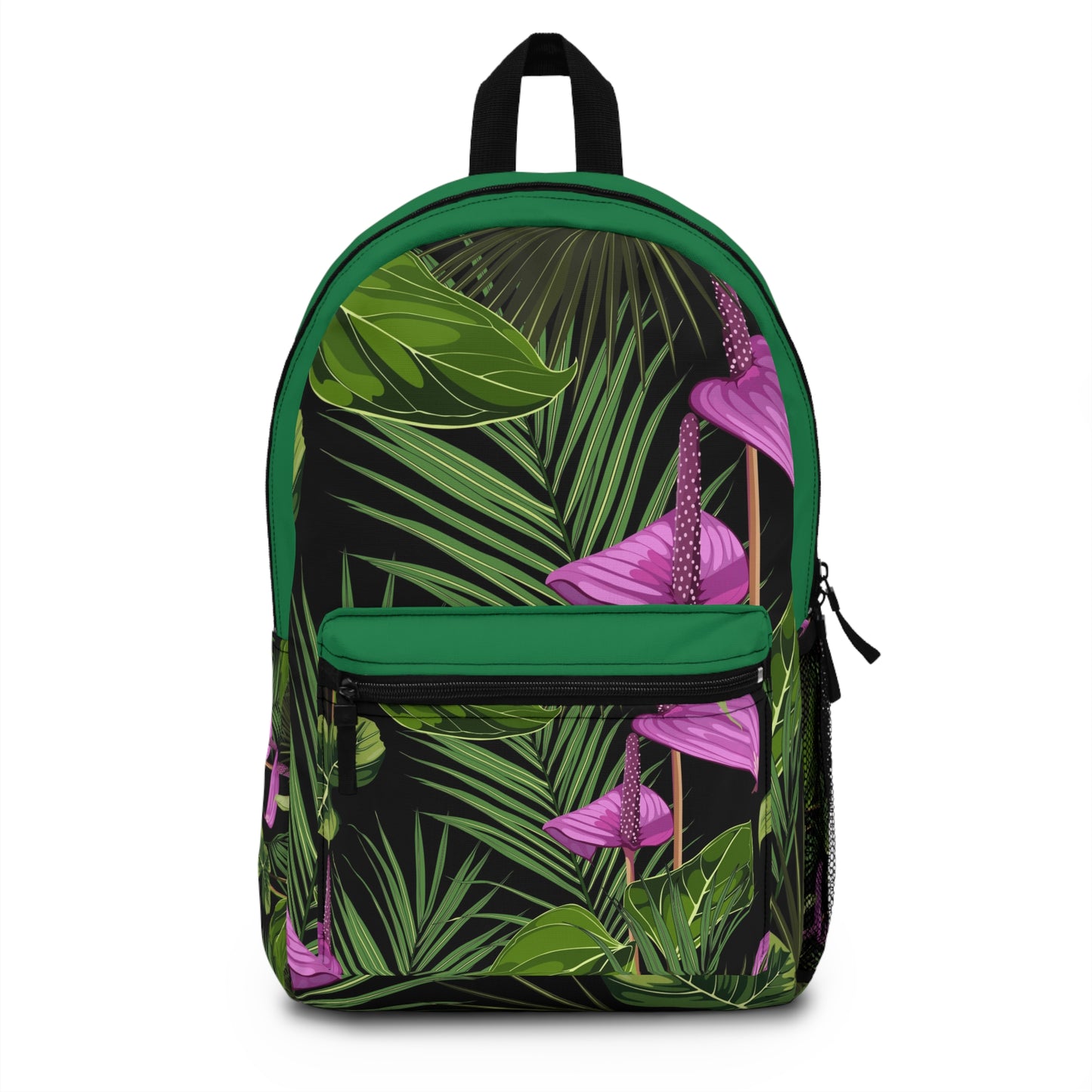 Anthurium and Palm / Tropical Floral Backpack - Vibrant Green Design for Nature Lovers