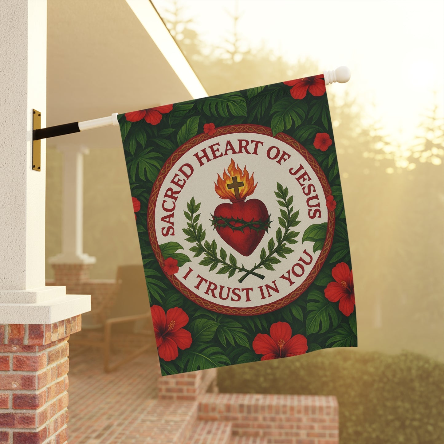 Religious Tropical Garden Flag/Banner  -  Outdoor Decor / Sacred Heart of Jesus