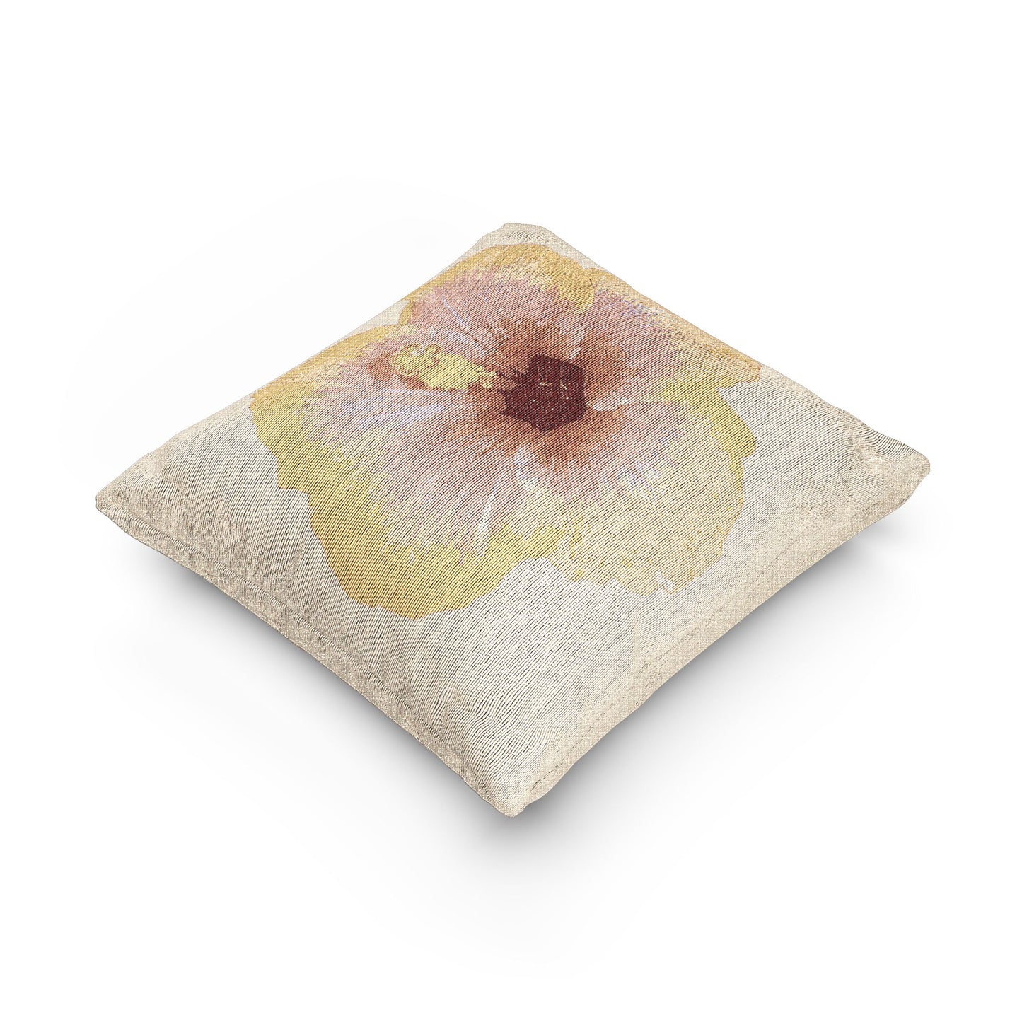 Woven Pillow, 17"W x 18"L ~ Photo Yellow Hibiscus