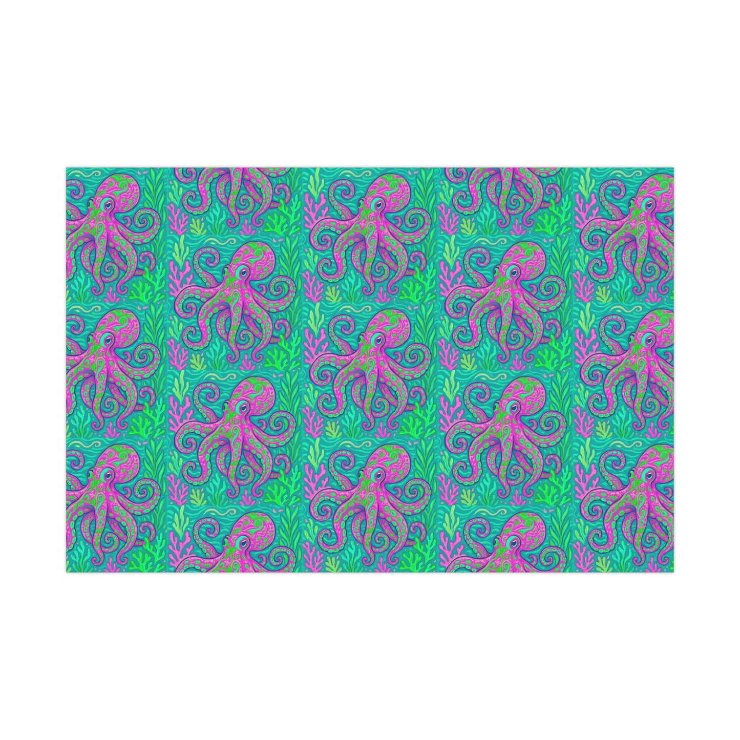 Wrapping Paper - Tropical Gift Wrap for All Occasions / 3 Sizes, 2 Finishes / Octopus Kraken Joe, Purple