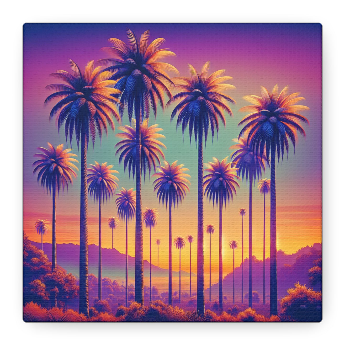 Matte Canvas, Stretched, Various Sizes / Sunset Palms