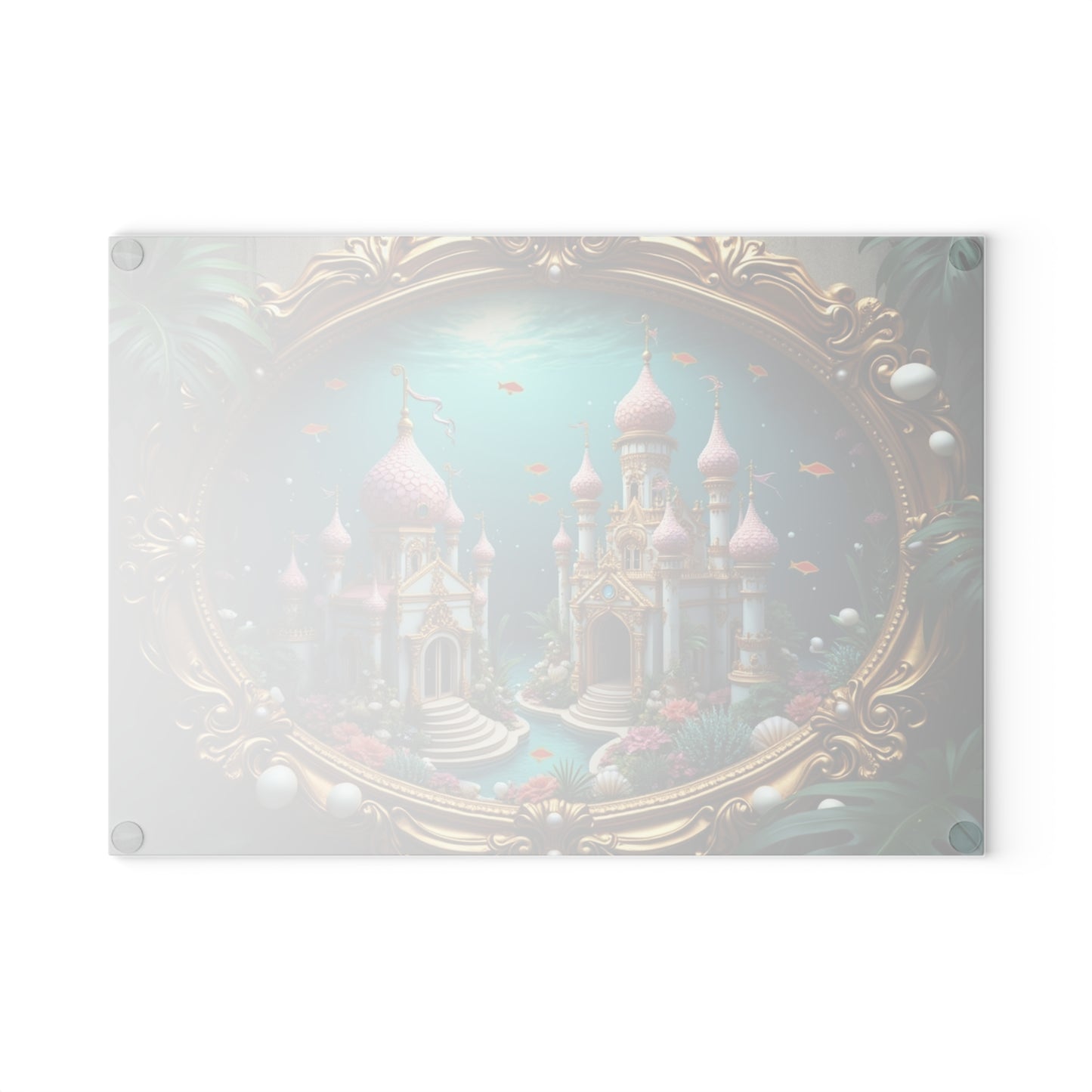 Glass Cutting Board, 2 sizes - Mermaid Palace, Caribbean Sea