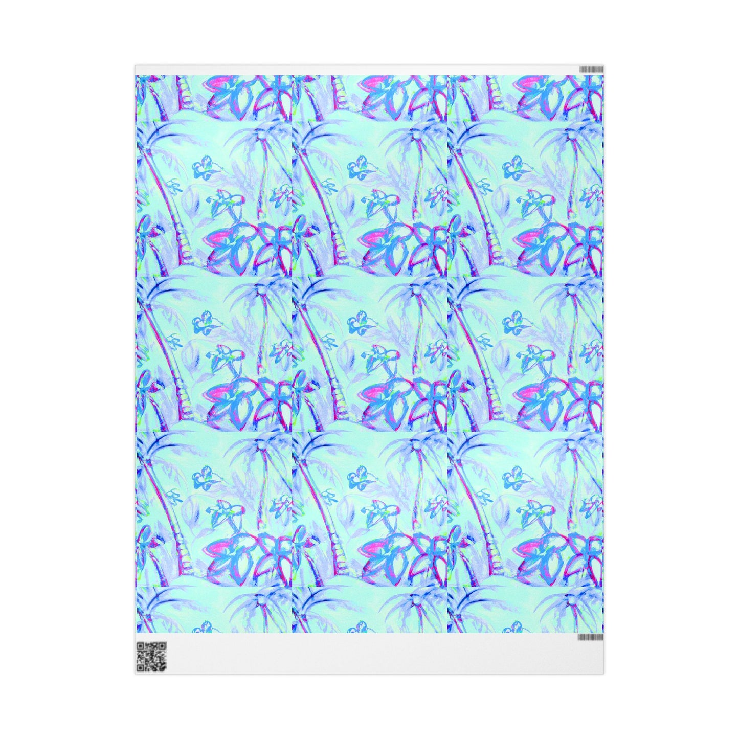 Wrapping Paper - Tropical Gift Wrap for All Occasions, 3 Sizes/2 Finishes / Tropical Doodles, Blue
