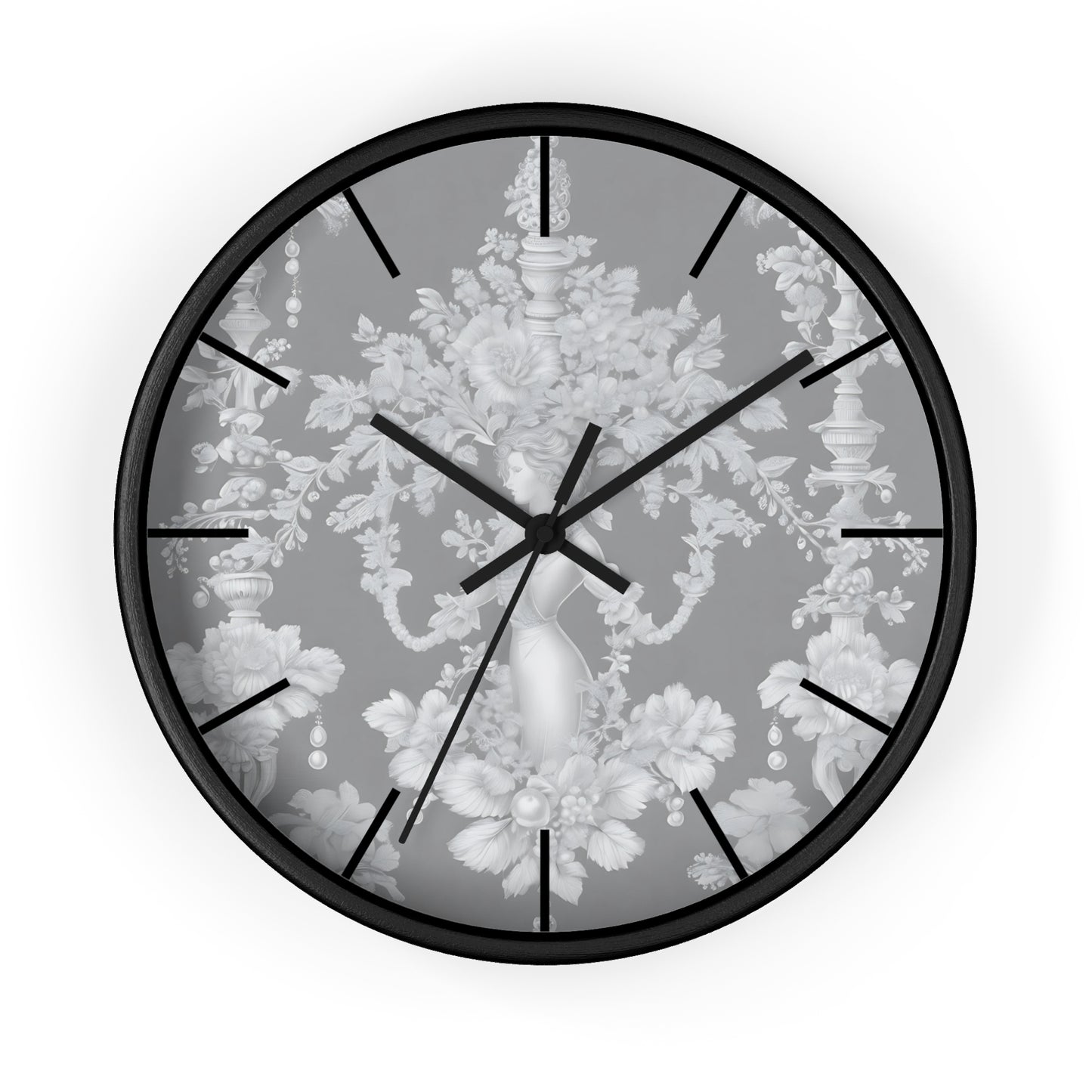 Wall Clock, Pearl Lady Toile / Slate, Hands/Base Variants