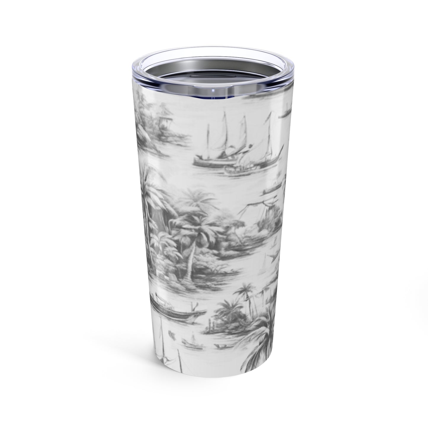 20oz Tropical Glossy Tumbler - Tropical Toile, Soft Black