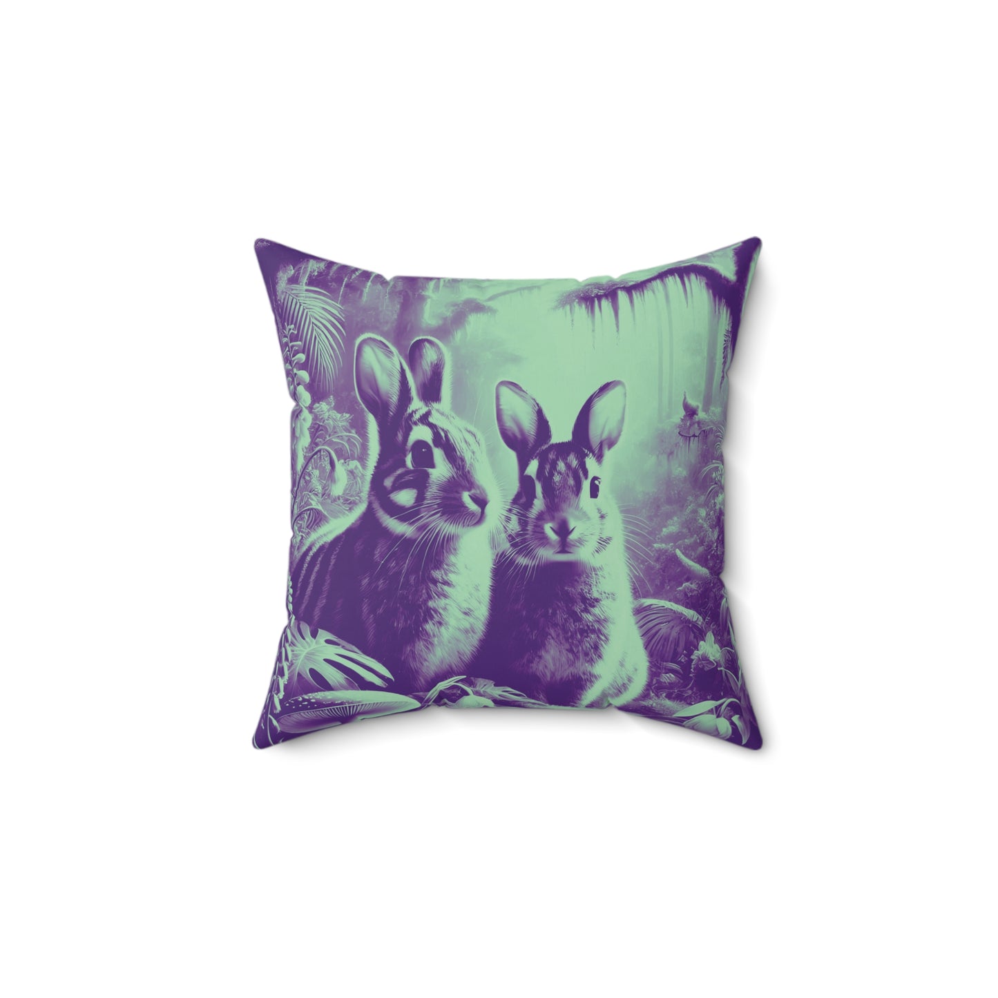 Decorative Pillow - Accent Cushion, 4 Sizes /Tropical Sumatran Rabbits/Minty