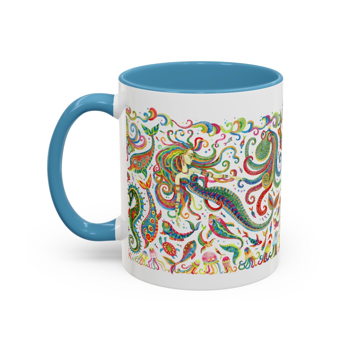 Accent Coffee Mug | Tropical-Inspired Drinkware / Colorful Mermaid Kingdom