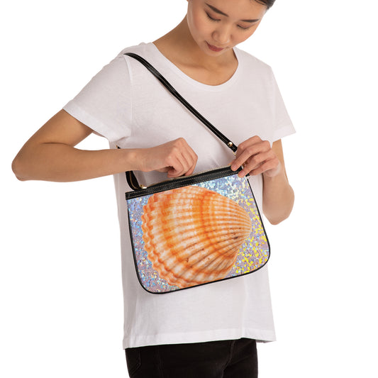 Tropical Beach Small Shoulder Bag | Stylish Crossbody Purse / Disco Orange Scallop