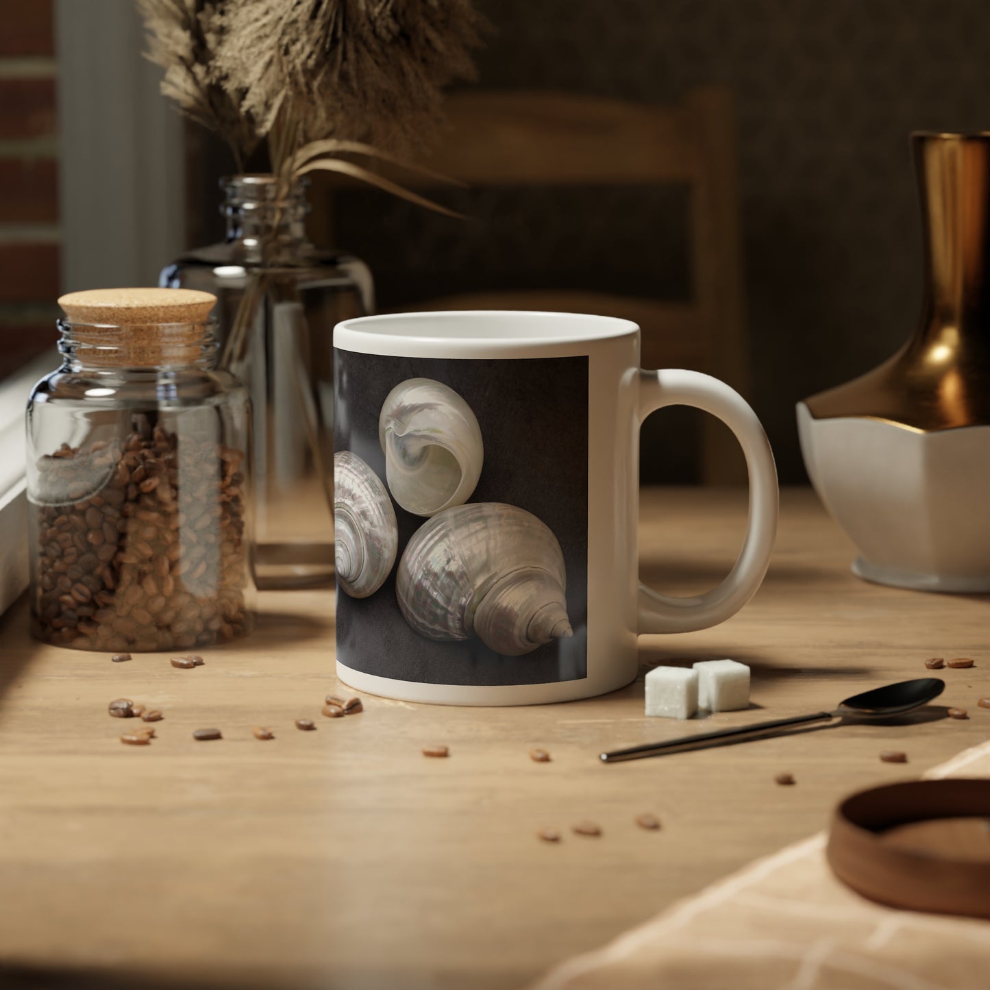 Jumbo Mug, 20oz, Lustrous Nautilus Shells | Tropical Coffee Cup