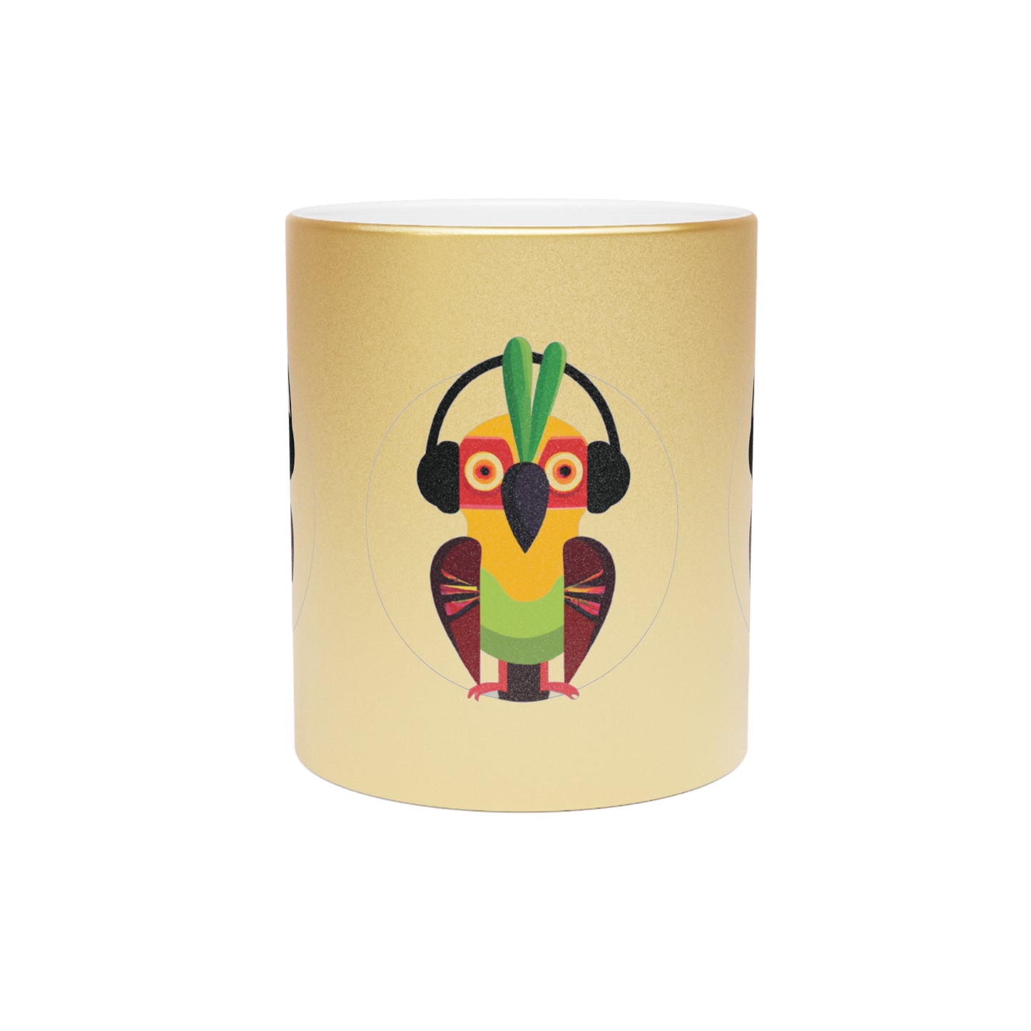 Colorful Tropical Metallic Mug, Gold or Silver - Rockin' Out Parrot