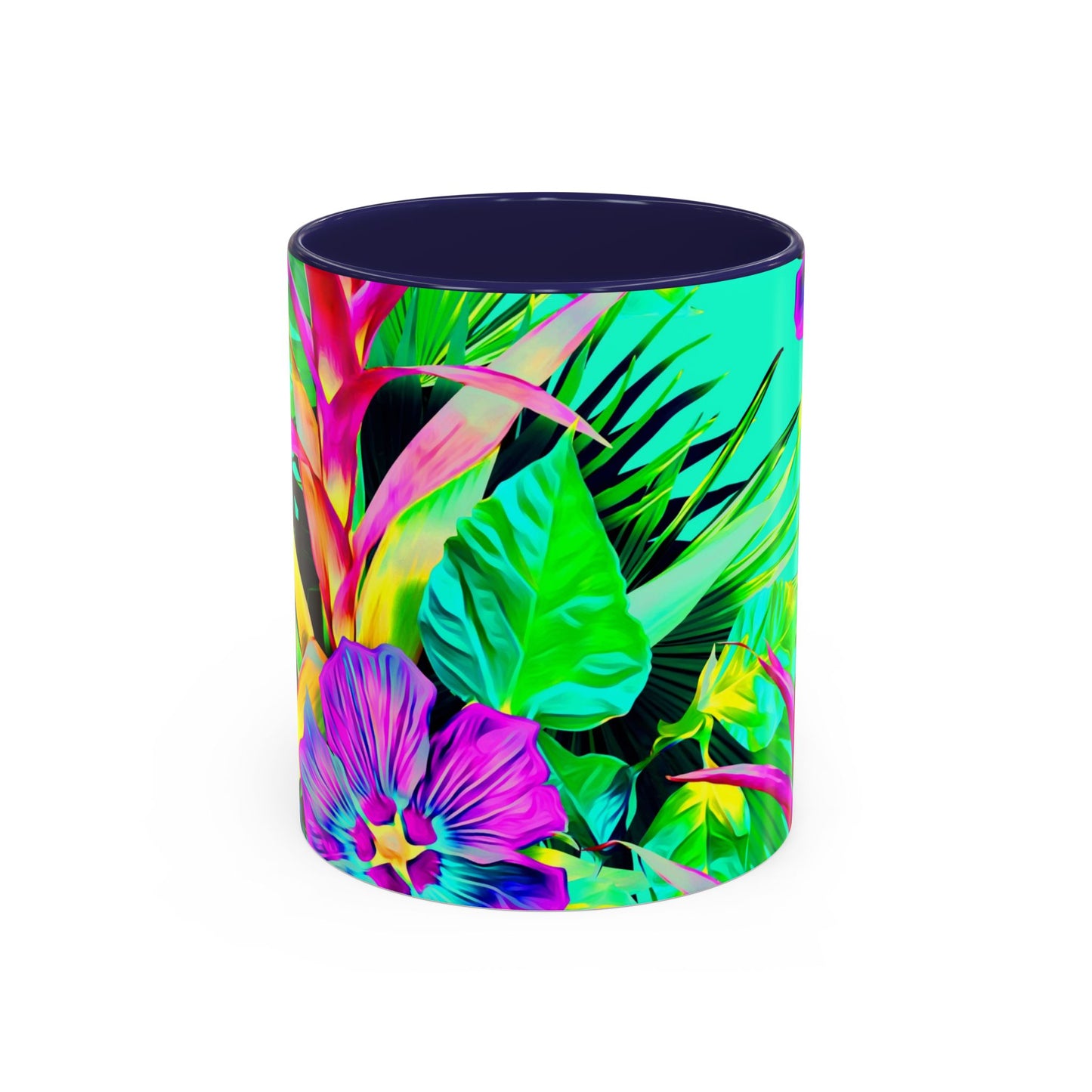 Accent Coffee Mug (11, 15oz), Plant Palooza, turquoise / Various Colors