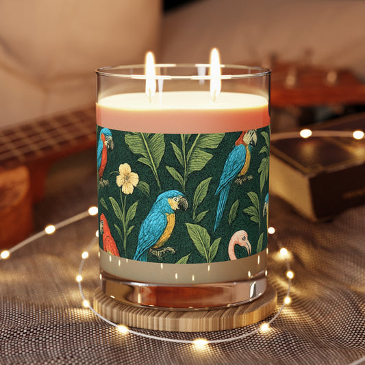 Flamingos & Parrots Scented Candle - 11oz Full Glass, Tropical Decor