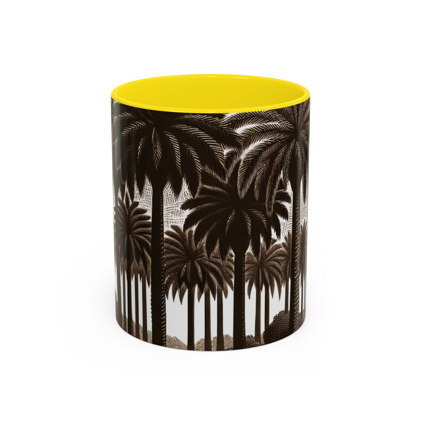 Accent Coffee Mug (11, 15oz) - Woodcut Palm Grove