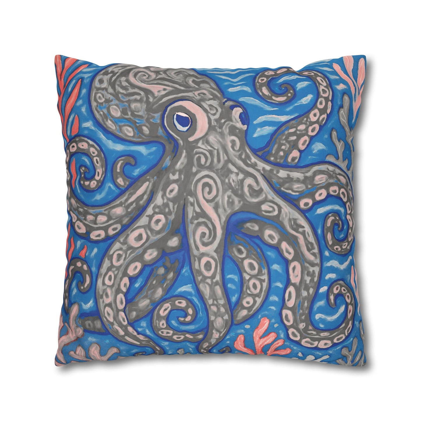 Faux Suede Square Pillowcase - Slate Kraken Joe
