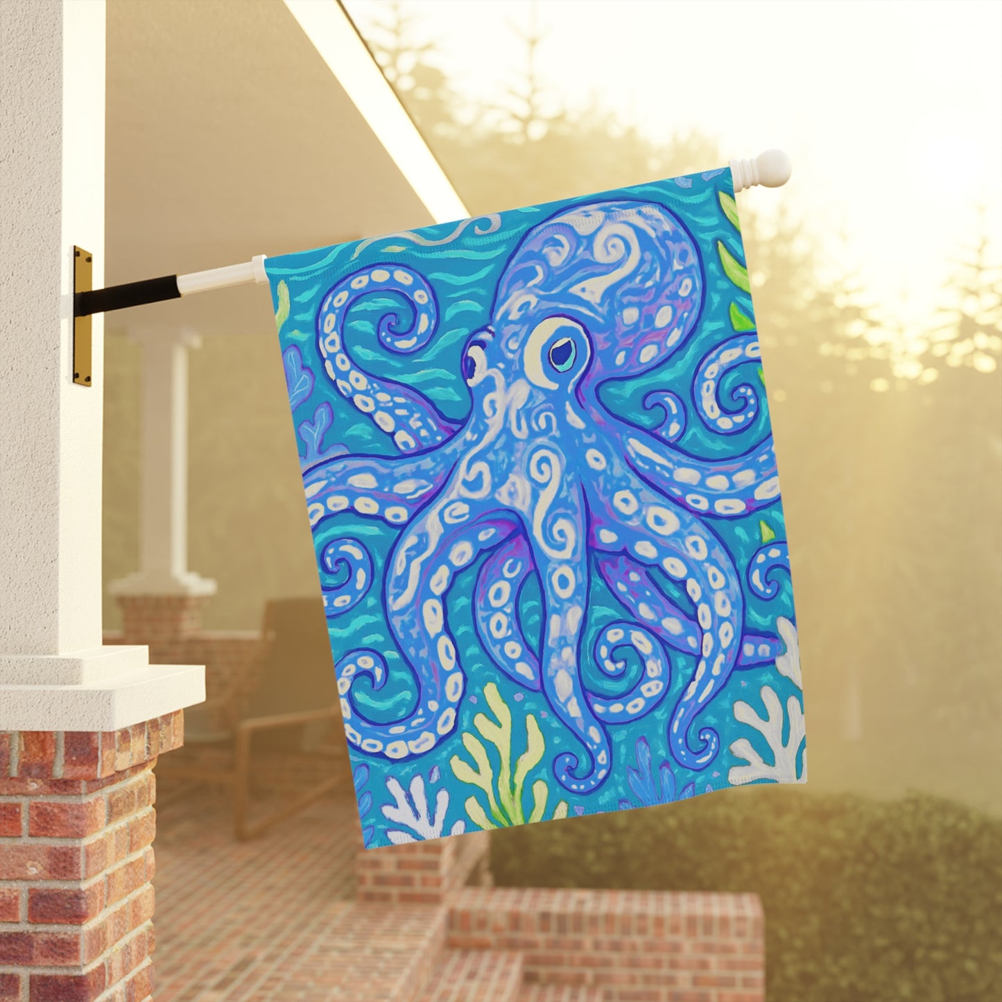 Tropical Garden Flag - Perfect for Outdoor Decor / Octopus Kraken Joe, Blue