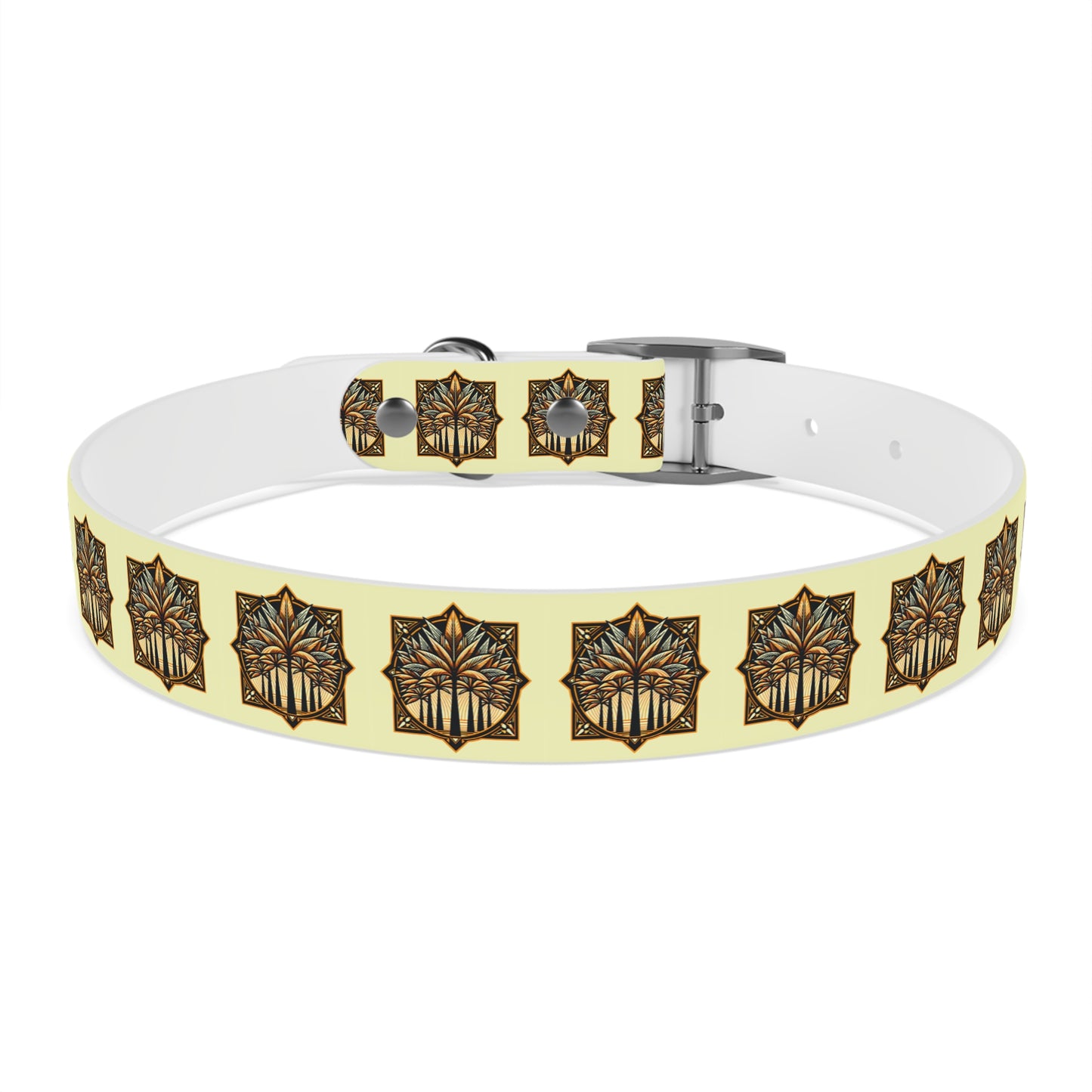 Dog Collar - Deco Palm Trees, Buttercream