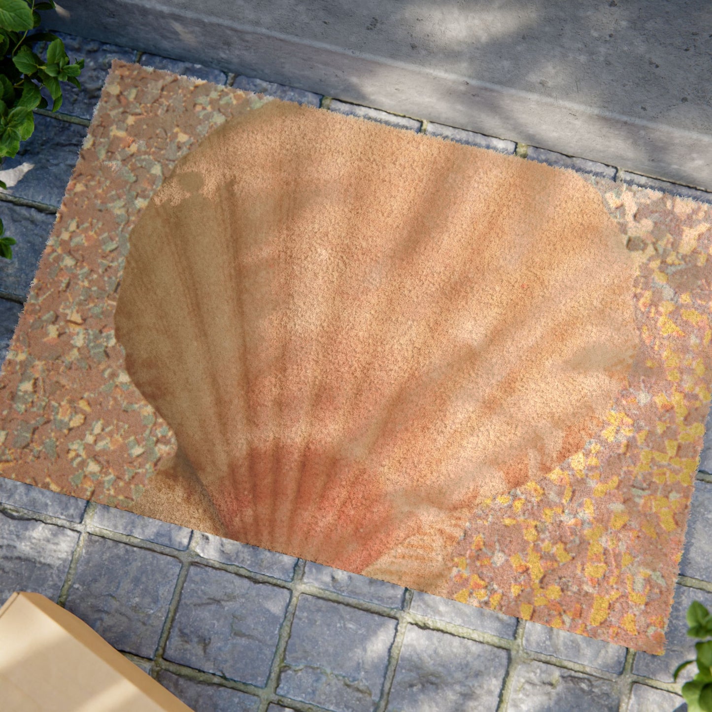 Tropical Shell Doormat - Vibrant Coconut Fiber Entrance Mat / Coastal Disco Scallop