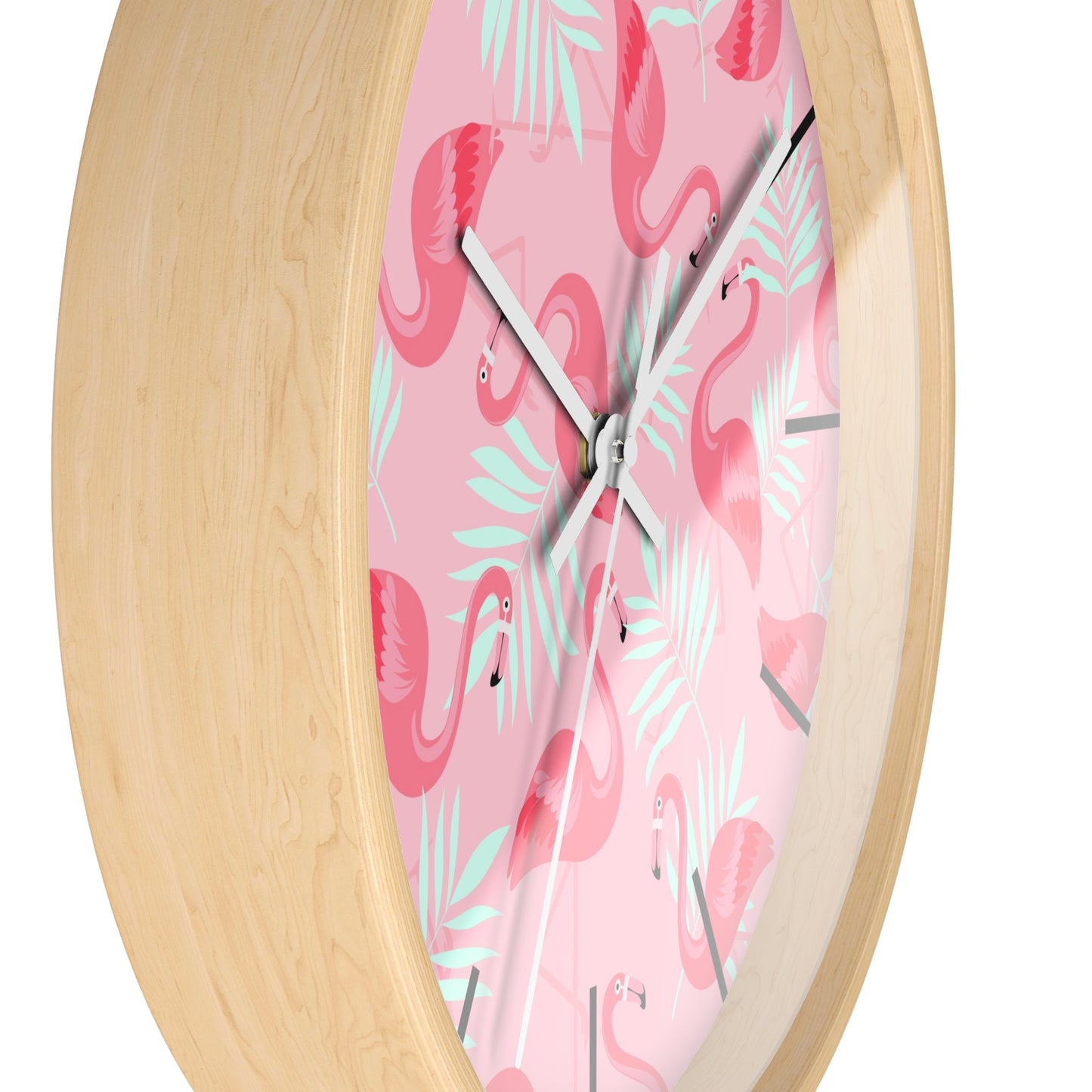 Tropical Flamingo and White Palms Wall Clock - Perfect for Beach Lovers