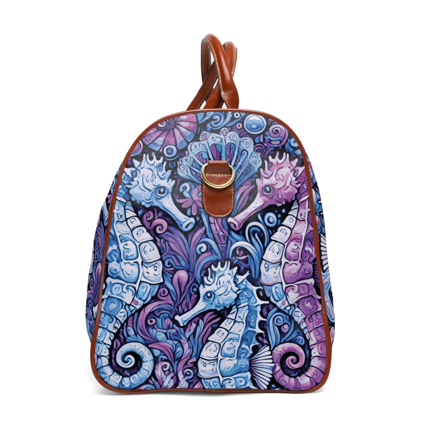 Tropical Waterproof Travel Bag - Perfect for Beach Getaways / Seahorses, Blue