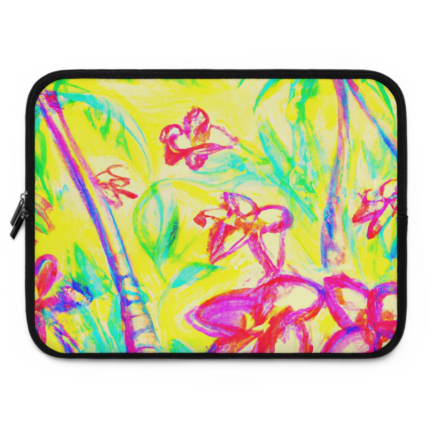 Tropical Laptop Sleeve, 5 Sizes - Perfect for Beach Lovers & Students / Tropical Doodles, Yellow