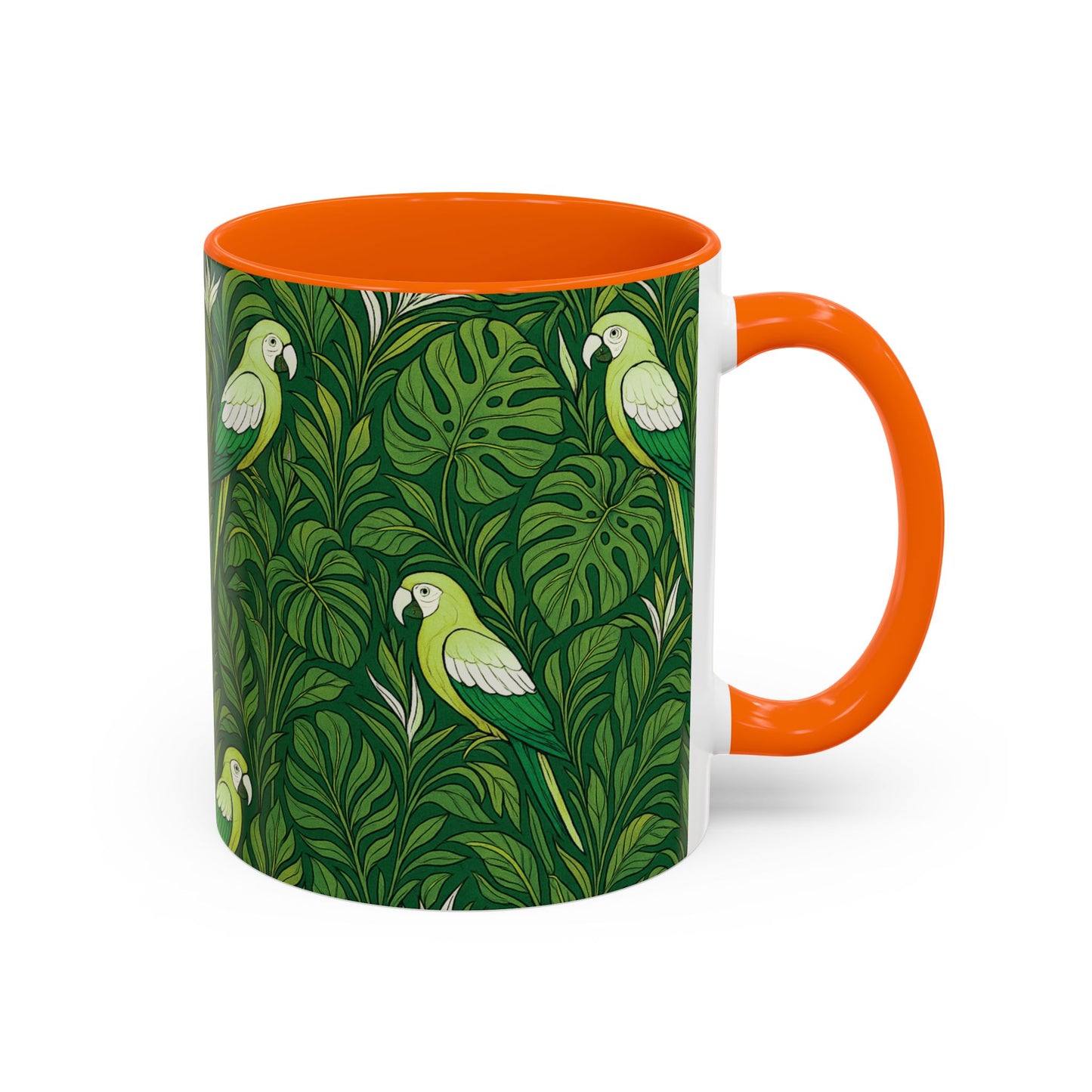Accent Coffee Mug (11, 15oz), 8 Colors - Parrot Family, Lime