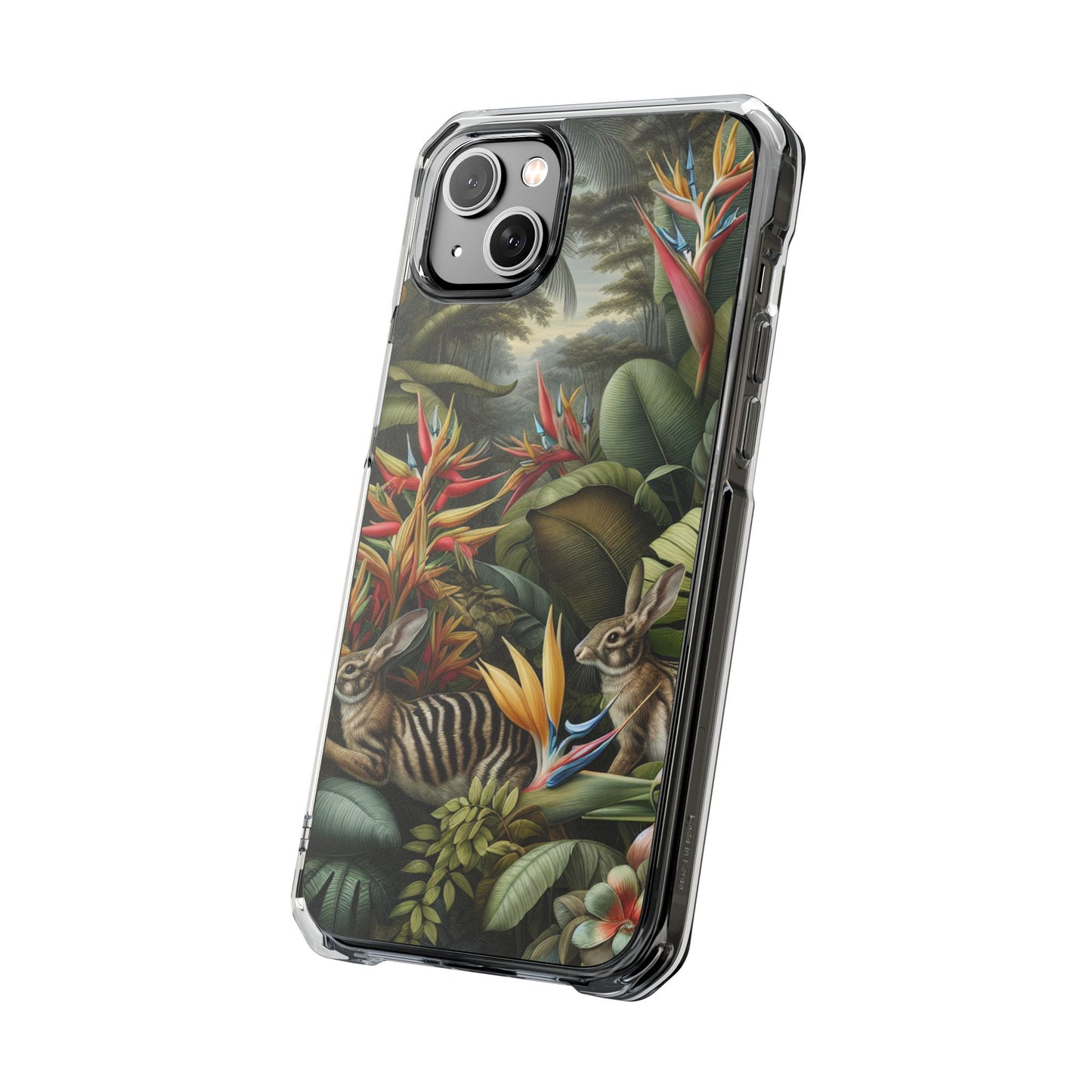 Rainforest Rabbit Outing Magnetic Clear Phone Case, Many Models