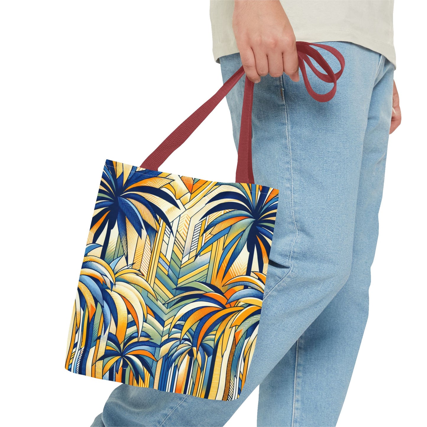 Stylized Palms Blue Tote Bag - 3 Sizes