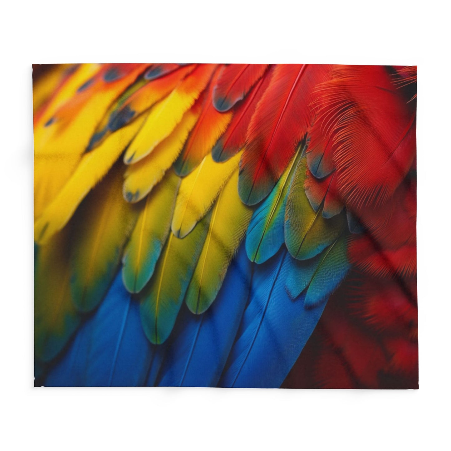 Macaw Parrot Feathers Fleece Blanket - Colorful Tropical Design