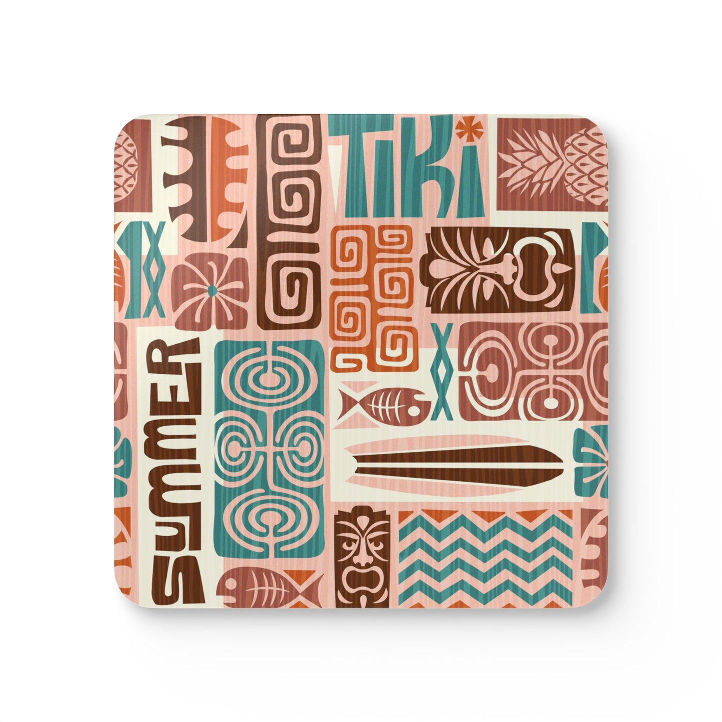 Coaster Set - Tiki Poster Brown