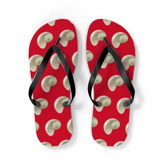 Flip Flops - White Nautilus Shell, dark red