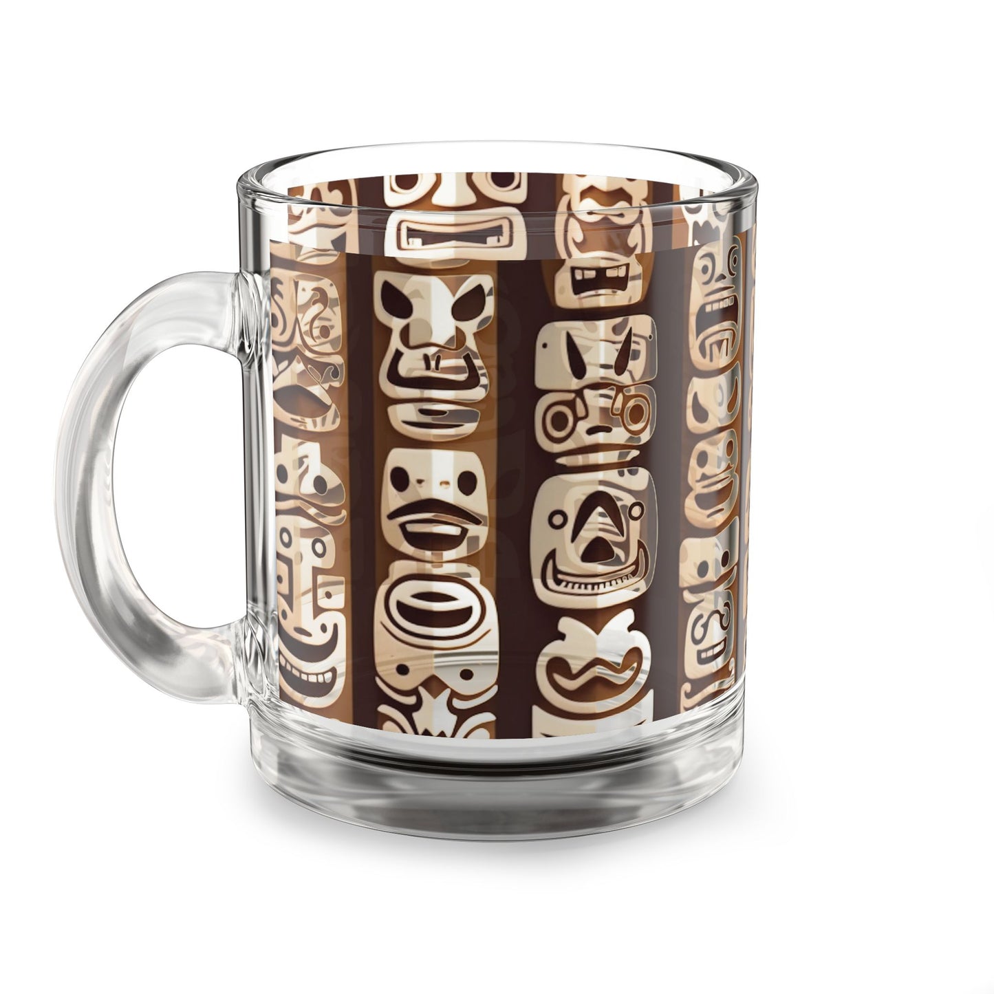 Tropical Glass Mug - 10oz Coffee Cup / Funny Tiki Totems