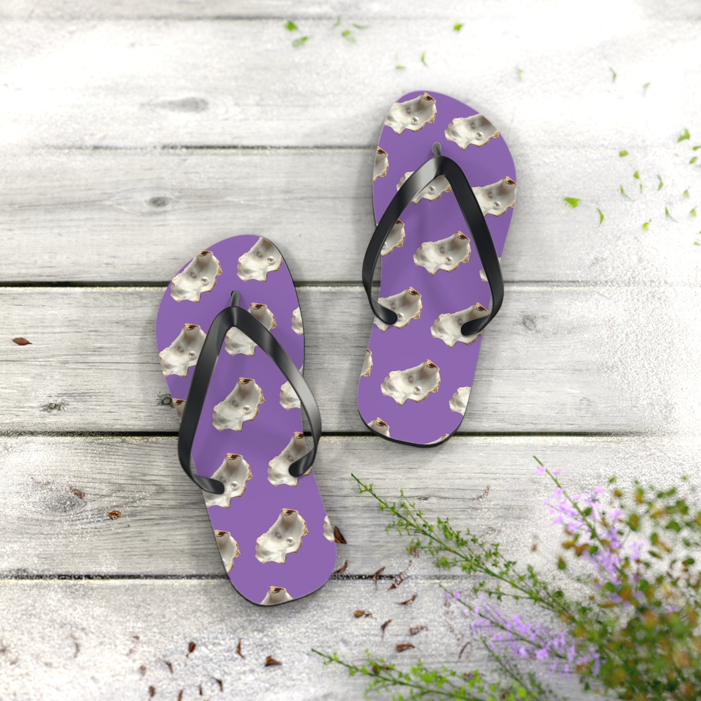 Flip Flops - White Pearl Oyster, light purple