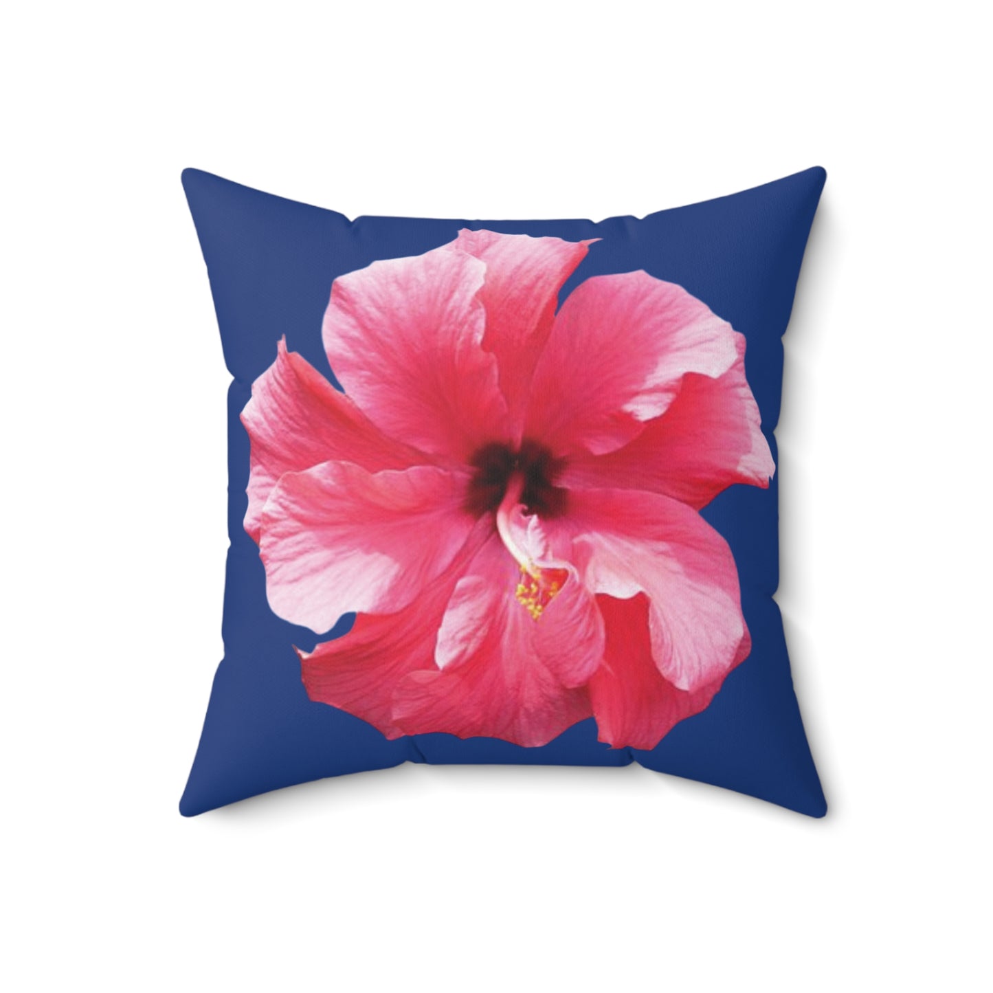 Decorative Pillow - Accent Cushion, 4 Sizes / Photo Pink Hibiscus, Navy Blue