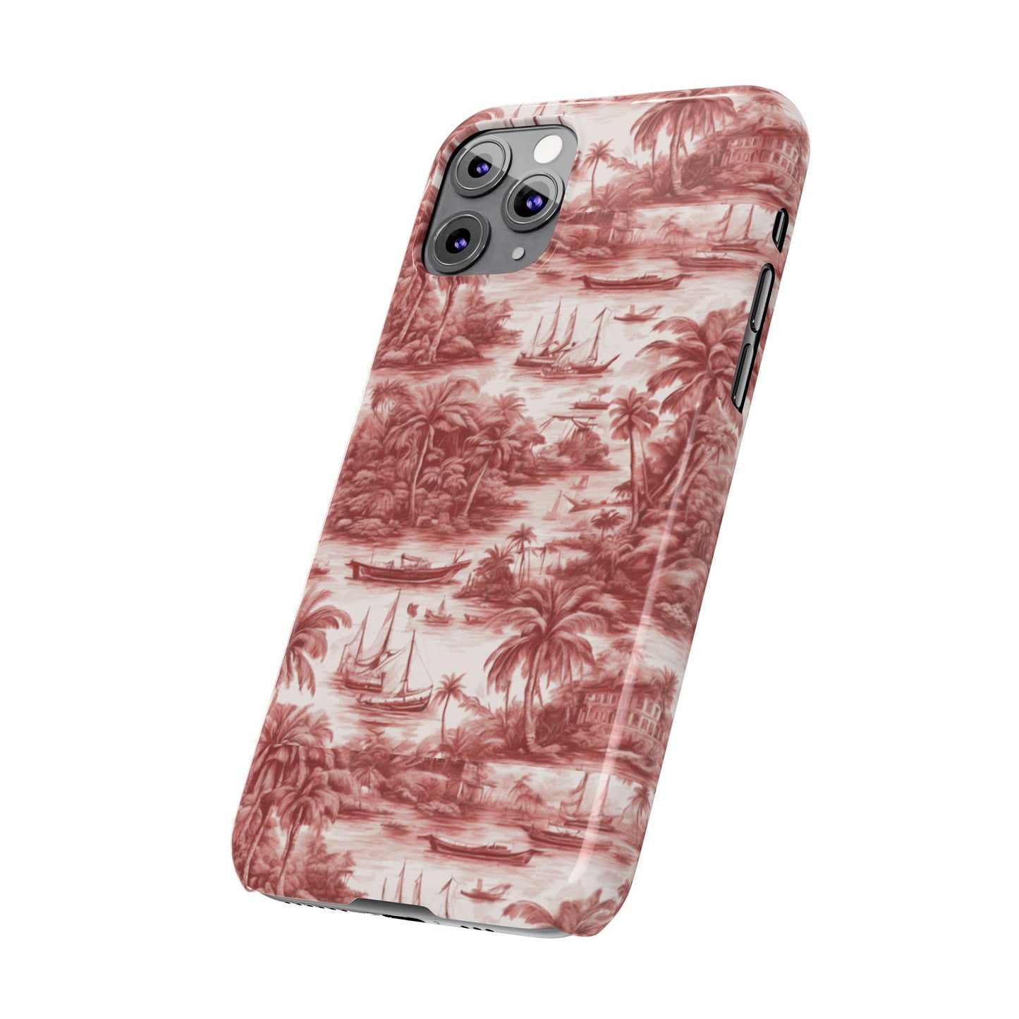 Slim Phone Cases - Tropical Toile #1, russet