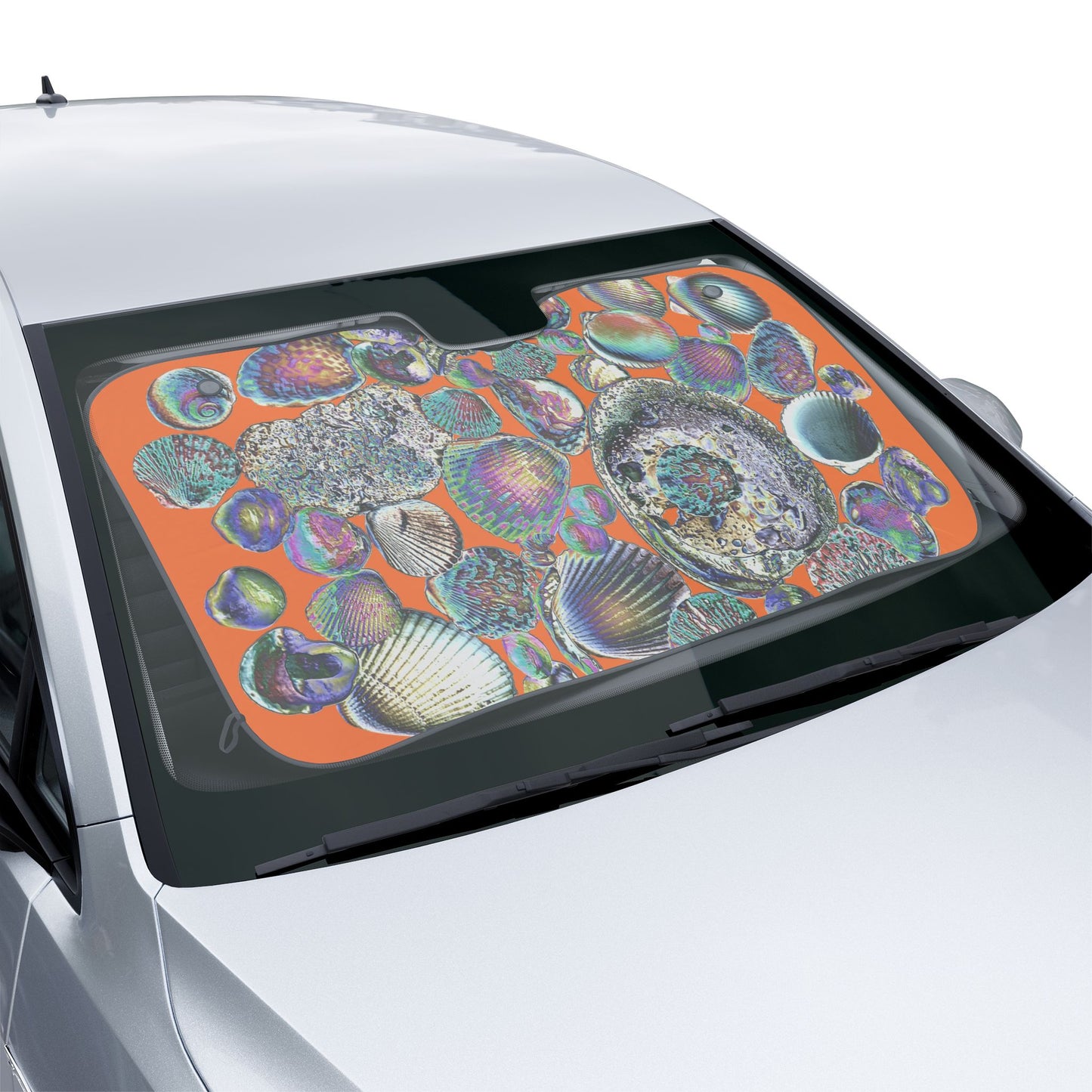 Coastal Car Sun Shades / Heatwave Seashell Collection, Crusta Orange