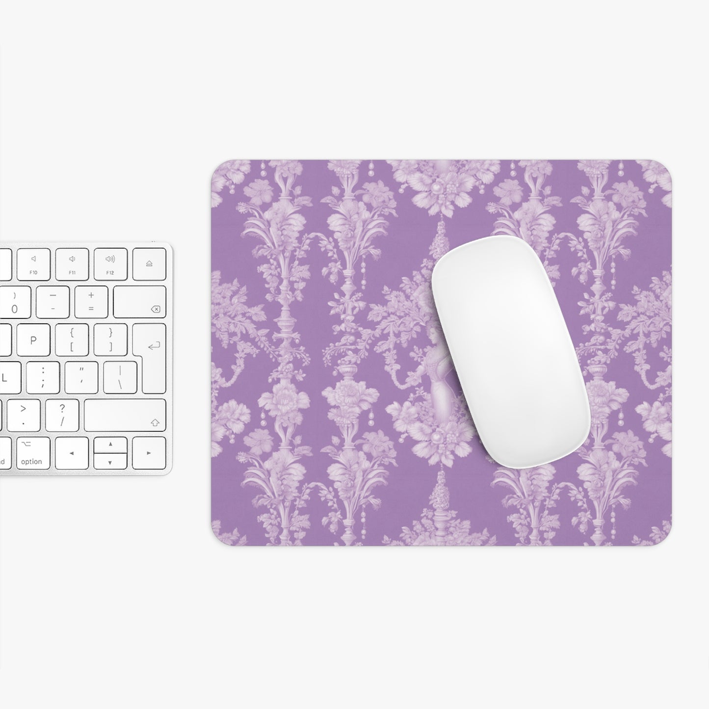 Tropical Mouse Pad, 2 Shapes - Beach Vibes for Home Office & Gamer / Pearl Lady Toile, Amethyst