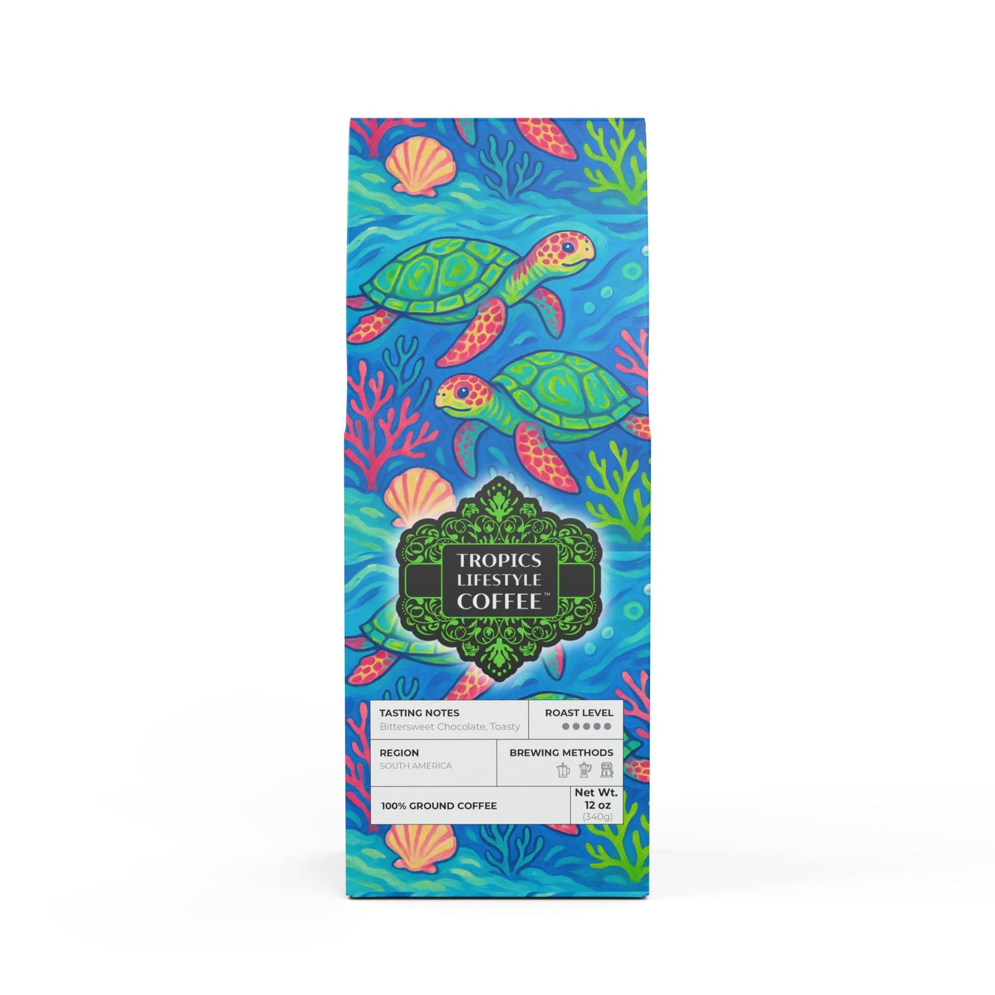 Black Coral Blend™ (Dark French Roast) Specialty Grade Craft Coffee / Turtles and Corals