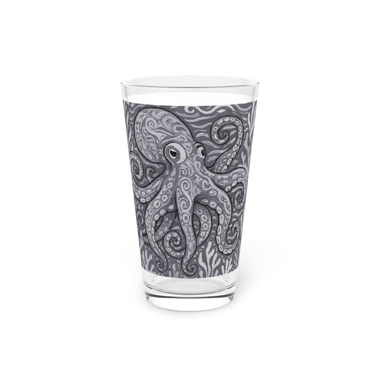 Pint Glass, 16oz - Octopus Kraken Joe, Noir
