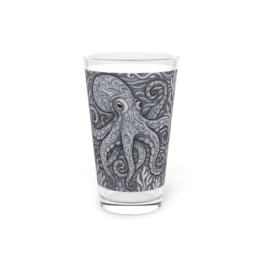 Pint Glass, 16oz - Octopus Kraken Joe, Noir