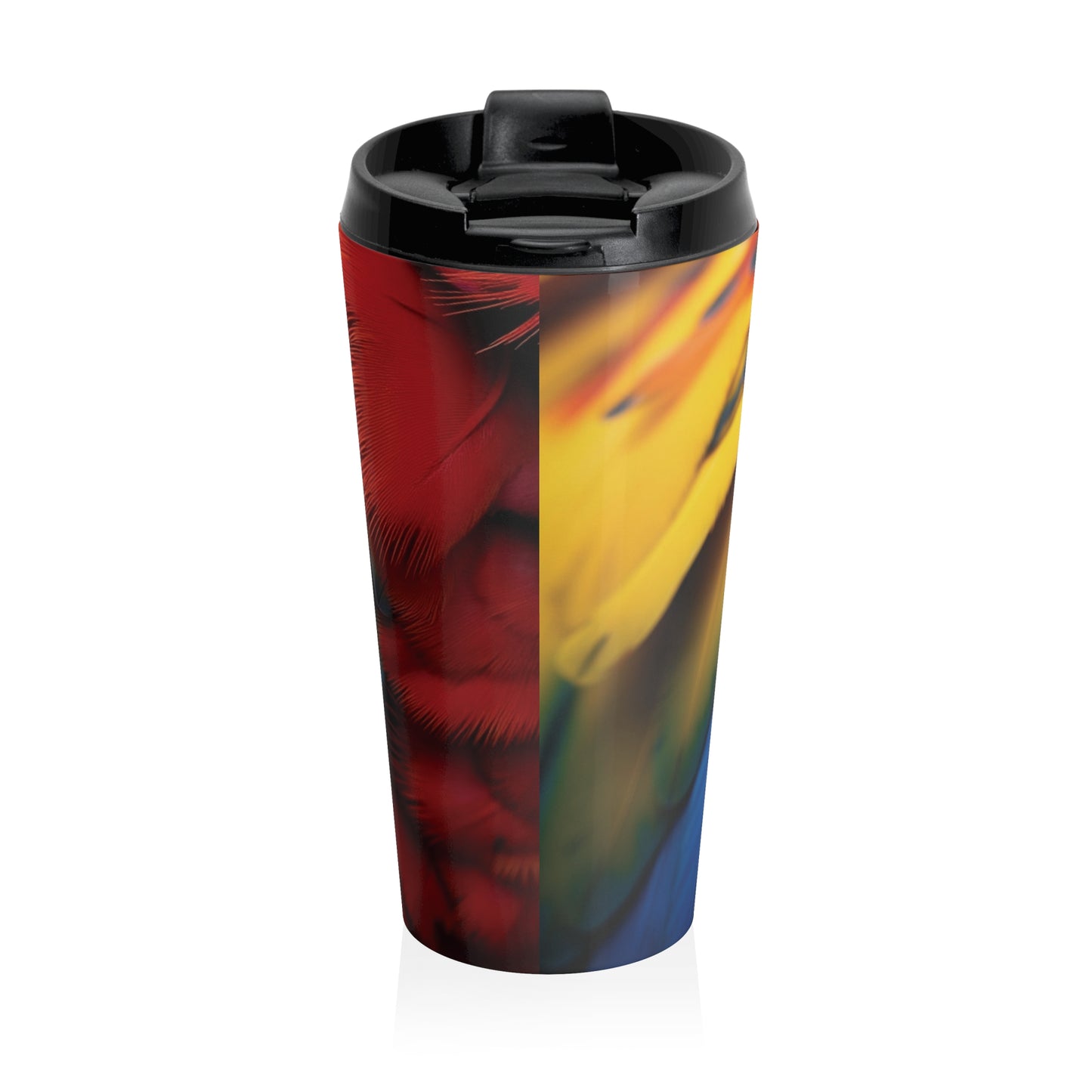 15 oz. Stainless Steel Travel Mug / Macaw Parrot Feathers