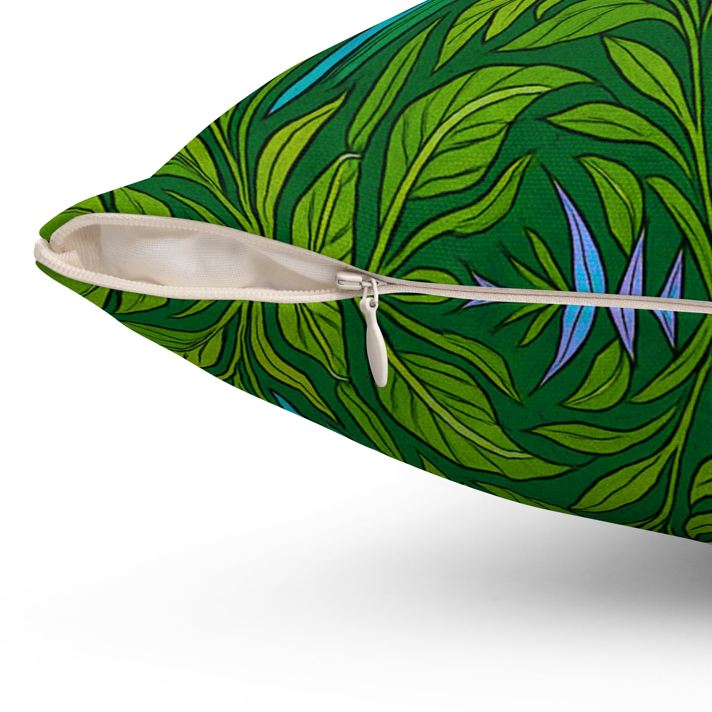 Tropical Pillow, 4 sizes - Colorful Spun Polyester Square Cushion / Parrot Family, Blue