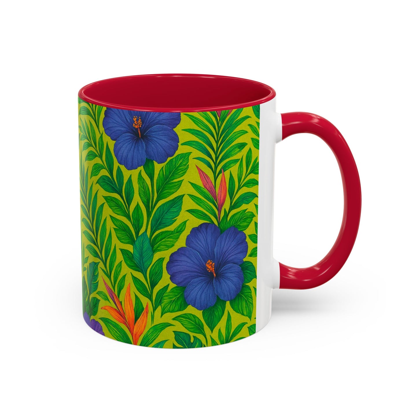 Vibrant Floral Coffee Mug - 11oz & 15oz / Midnight Flower Lime